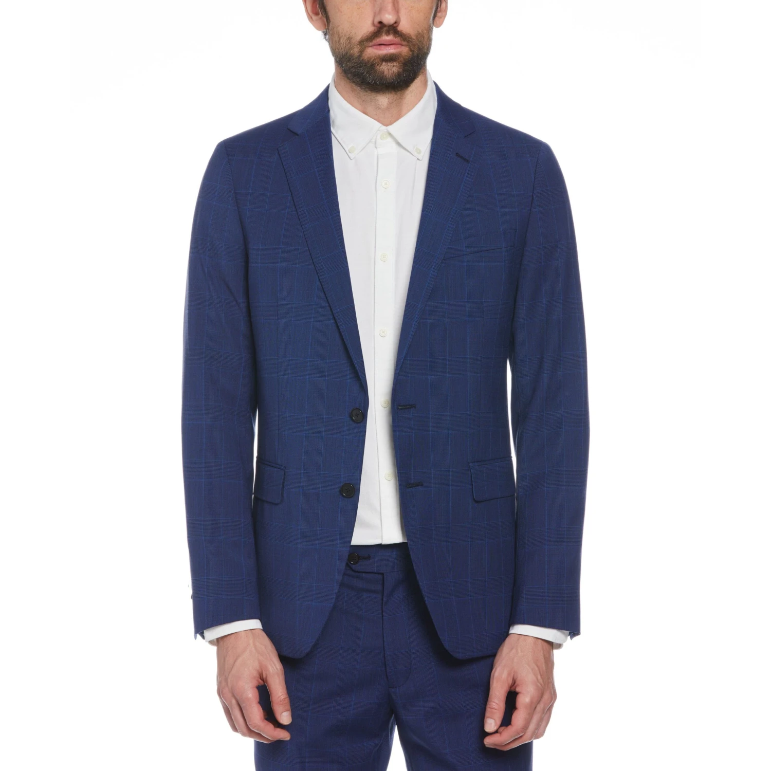 Original Penguin Blue Glen Plaid Wool Blend Two-Piece Suit 4 Original Penguin Blue Glen Plaid Wool Blend Two-Piece Suit - Image 4