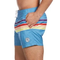 Original Penguin Engineered Stripe Box Swim Short 5 Original Penguin Engineered Stripe Box Swim Short -Penguin Original Outlet Store Engineered Stripe Box Swim Short Original Penguin 3
