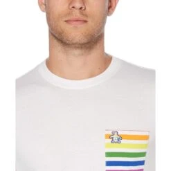 Original Penguin Pride Rainbow Stripe Pocket T-Shirt -Penguin Original Outlet Store Pride Rainbow Stripe Pocket T Shirt Original Penguin 3